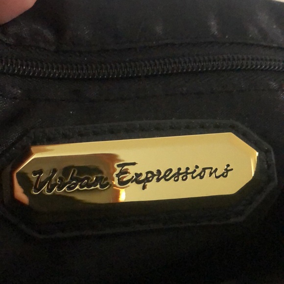 Vintage Urban Expressions Purse.  Crossbody/Clutch. Black & Gold.  Some wear - Picture 3 of 4